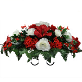 Red amaryllis White Rose Mix (Silk Cemetery Flowers)