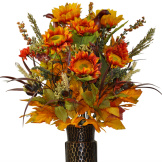 Orange and Yellow Sunflower Mix (Silk Cemetery Flowers)