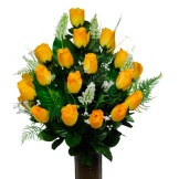 Yellow Rose Bud (Silk Cemetery Flowers)