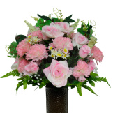 Pink Rose and Carnation Mix (Silk Cemetery Flowers)