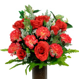 Red Rose and Carnation (Silk Cemetery Flowers)